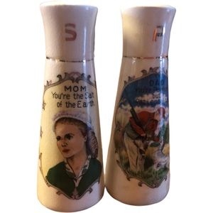 Rare Vintage Lefton Mom & Dad Salt Pepper Shakers Original Sticker SEE NOTES
